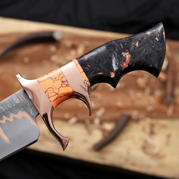 Cu-Mai Bowie Knife with Solid Copper Guard – Full Tang Fixed Blade