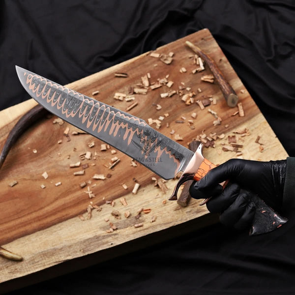 Cu-Mai Bowie Knife with Solid Copper Guard – Full Tang Fixed Blade