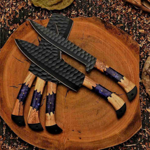 J2 steel powder-coated kitchen knife set 