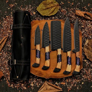 Premium J2 steel kitchen knives with durable walnut resin handles