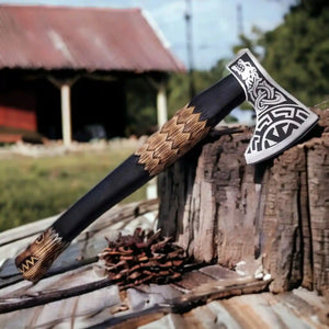 Hand Forged Kolovrat Sunwheel Slavic Norse Axe