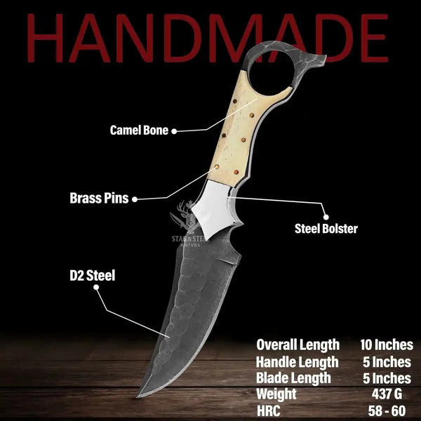 Outdoor d2 blade hunting ringtail knife