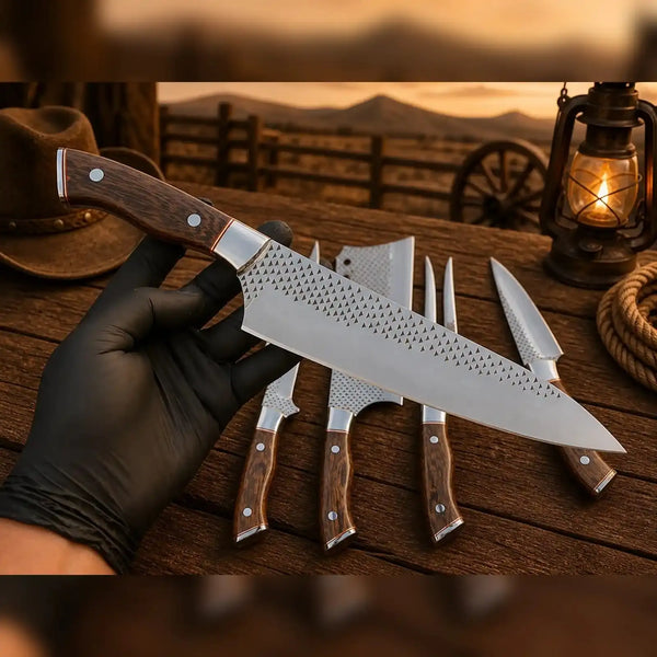 Premium Rasp steel kitchen and carving set with rosewood handles
