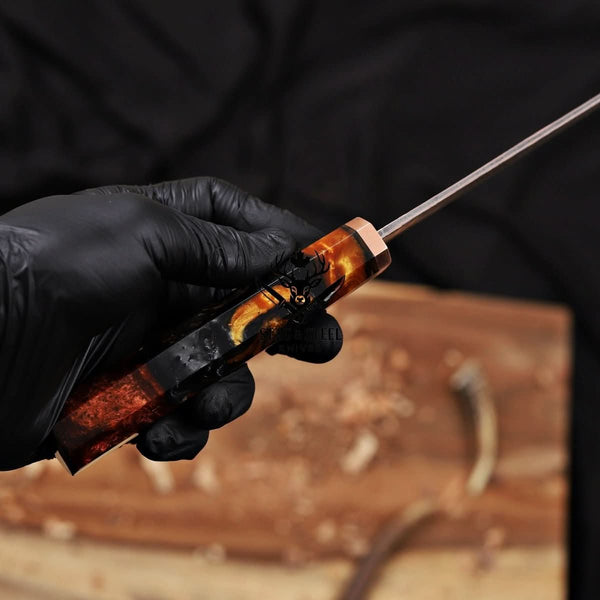 Copper Damascus Chef  Knife - 10" Cu-Mai Blade with Resin Handle