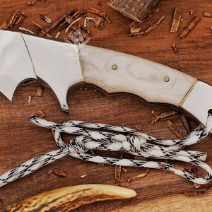 Full tang construction of handmade Bowie knife with D2 steel blade