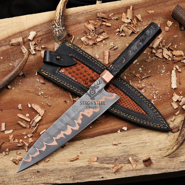 Best Gyuto Knife- 9 inch Copper Damascus chef blade