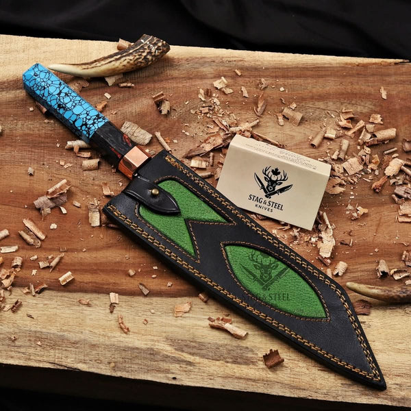 k tip chef knife -Premium Copper Damascus Gyuto Blade