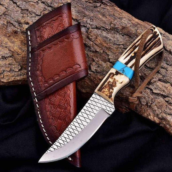 Buckaroo Knives Snake Sheath Fixed Blade | Rasp Steel & Turquoise