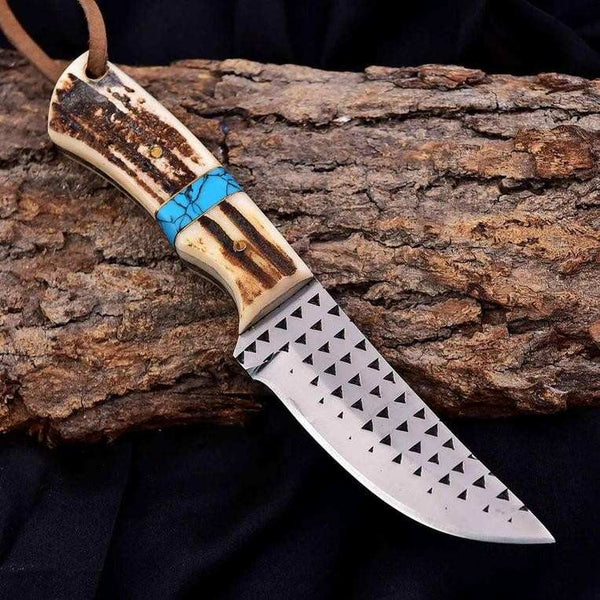 Buckaroo Knives Snake Sheath Fixed Blade | Rasp Steel & Turquoise