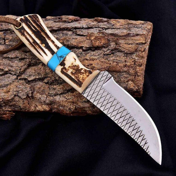 Buckaroo Knives Snake Sheath Fixed Blade | Rasp Steel & Turquoise
