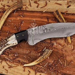 Handmade Damascus kukri knife with leather sheath