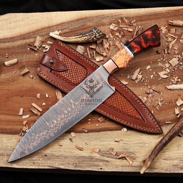 Chefs knife -Custom Cu Mai 9 inch Blade kitchen knife