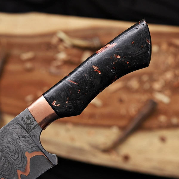 Damascus Chef Knife - 10" Cu-Mai Blade with Carbon Fiber Handle