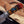 exotic resin handle close up on handmade Bowie knife