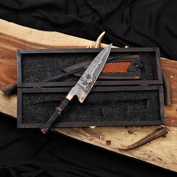 Best Gyuto Knife- 9 inch Copper Damascus chef blade