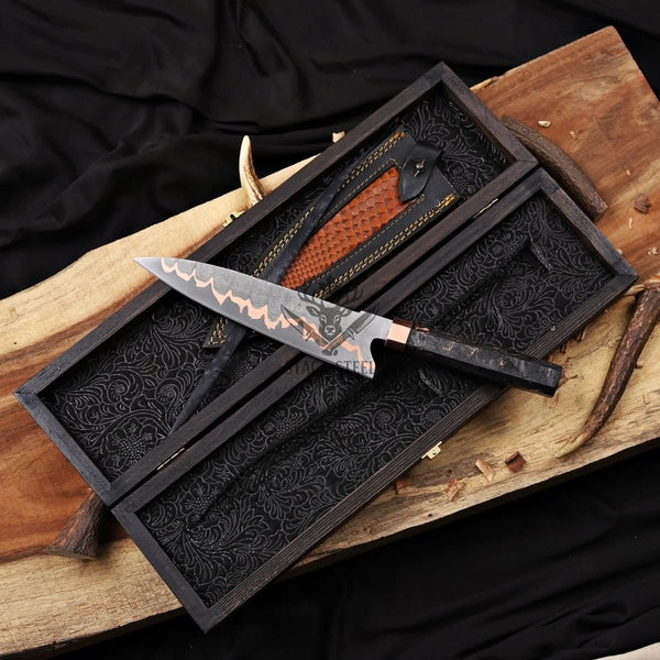 Best Gyuto Knife- 9 inch Copper Damascus chef blade