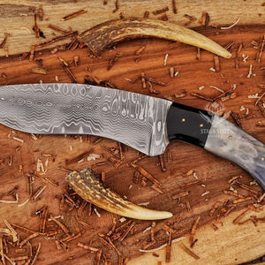 Hand-forged Damascus Kukri Bowie knife for outdoor use