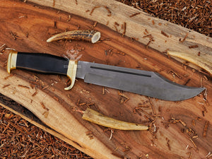 Handmade D2 steel Crocodile Dundee knife with black micarta handle