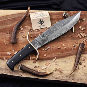 Handmade VG10 Damascus bowie knife with Stag Steel Knives box