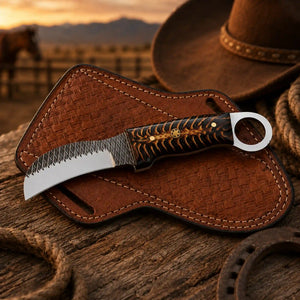 hawkbil knife with pinecone handle wih pancake sheath 