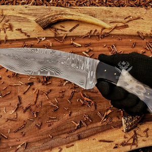 Damascus kukri bowie knife for camping and outdoor tasks