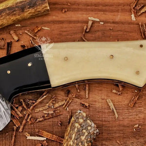 Full tang construction of handmade Damascus Kukri Bowie knife