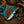 A handcrafted fixed-blade knife with a turquoise leather sheath featuring embossed floral tooling, displayed on a rustic wooden surface with rope and leather gloves as props.