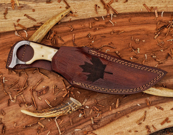 ringtail knife camel bone handle with leather sheath