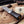 Close-up of dark wenge wood grain on Damascus hunting knife handle