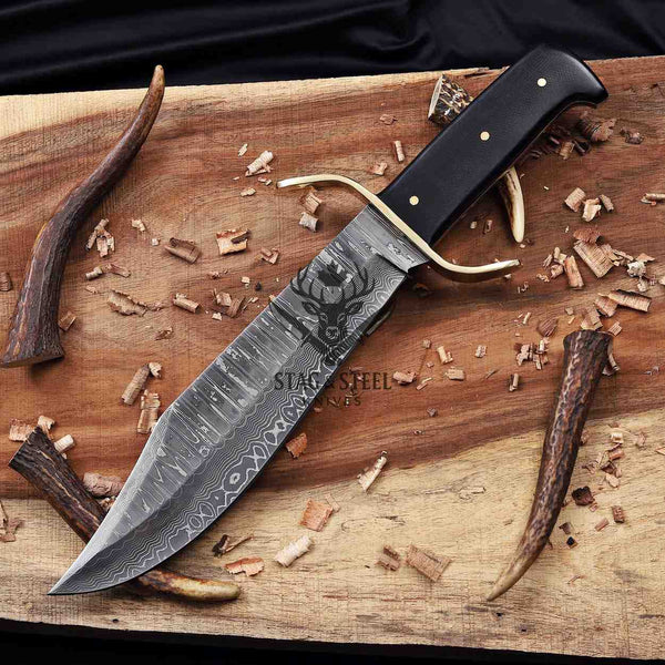Western bowie knife clip-point VG10 Damascus blade